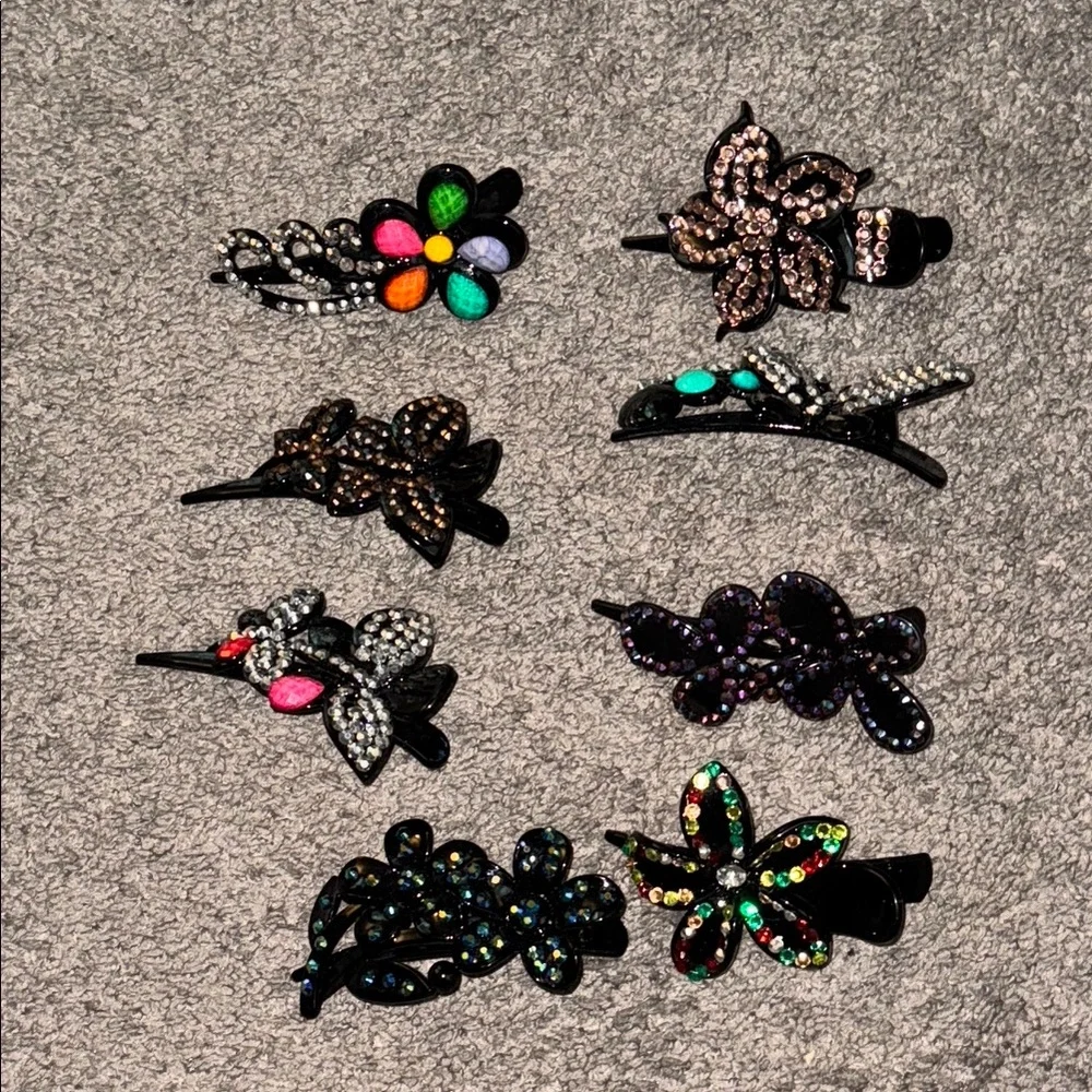 New Colorful Floral Kids Hair Clips Set